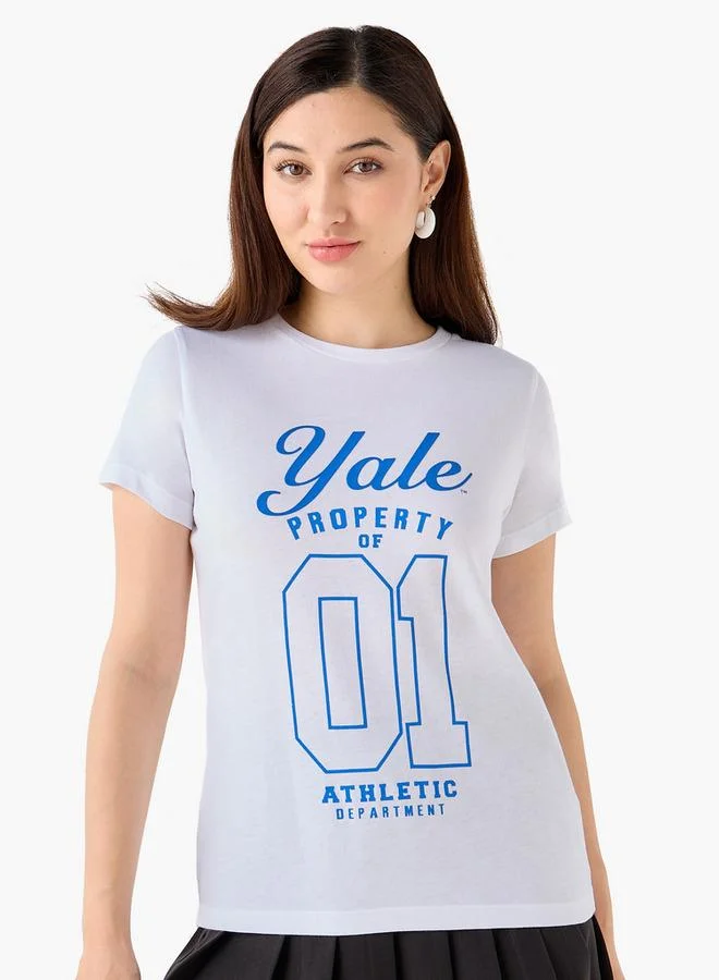 SP Characters Cotton T-shirt with Yale University Print